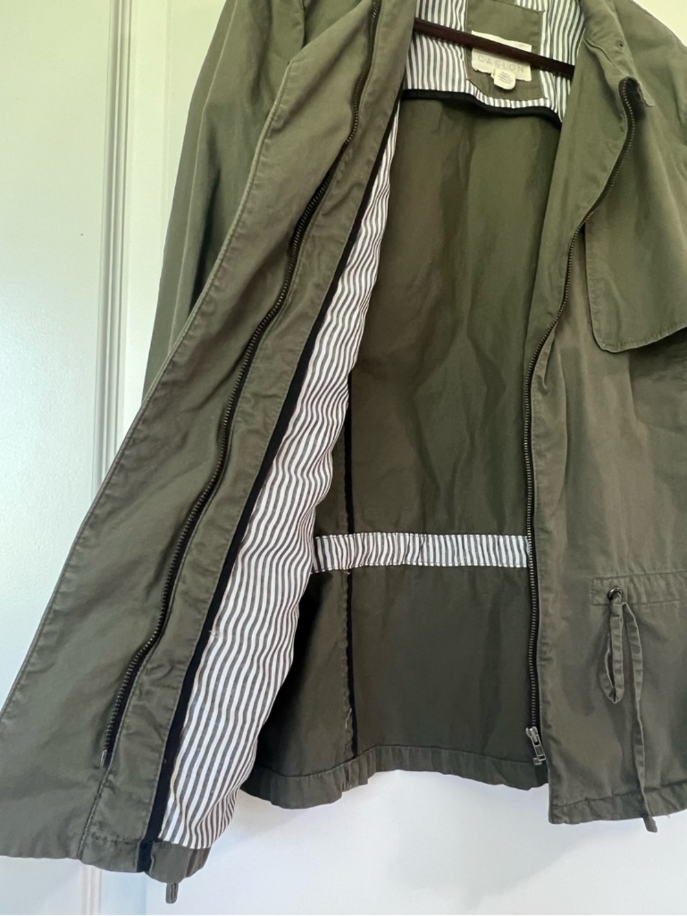 Women’s Caslon Nordstrom Olive Green Utility Jacket with Drawstring Waist Med - Picture 3 of 7
